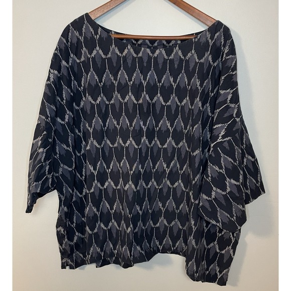 Pure Jill Tops - Pure Jill Top Womens Black Gray Cotton 3/4 Sleeves Top‎ Blouse Oversized 4X
